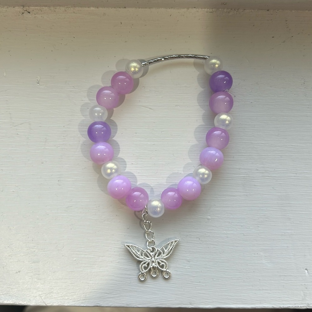 Home made purple butterfly bracelet